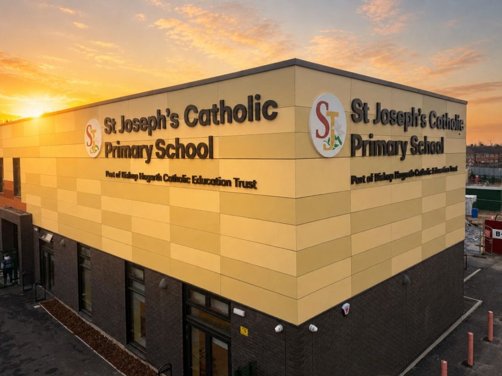 3D signage for St Joseph's School installed by Screentech North East