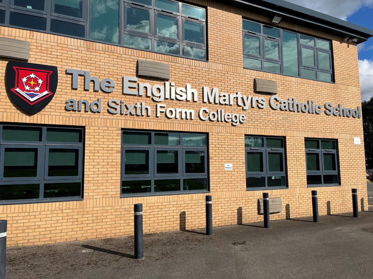 School signage for The English Martyrs School installed by Screentech North East